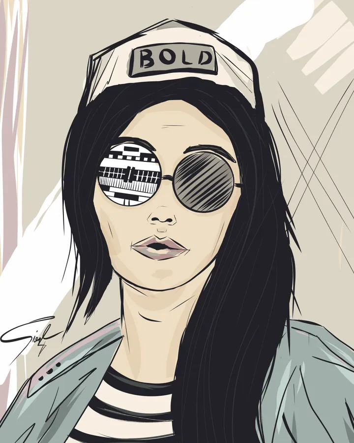 Illustration – Frauenportrait mit Tukan