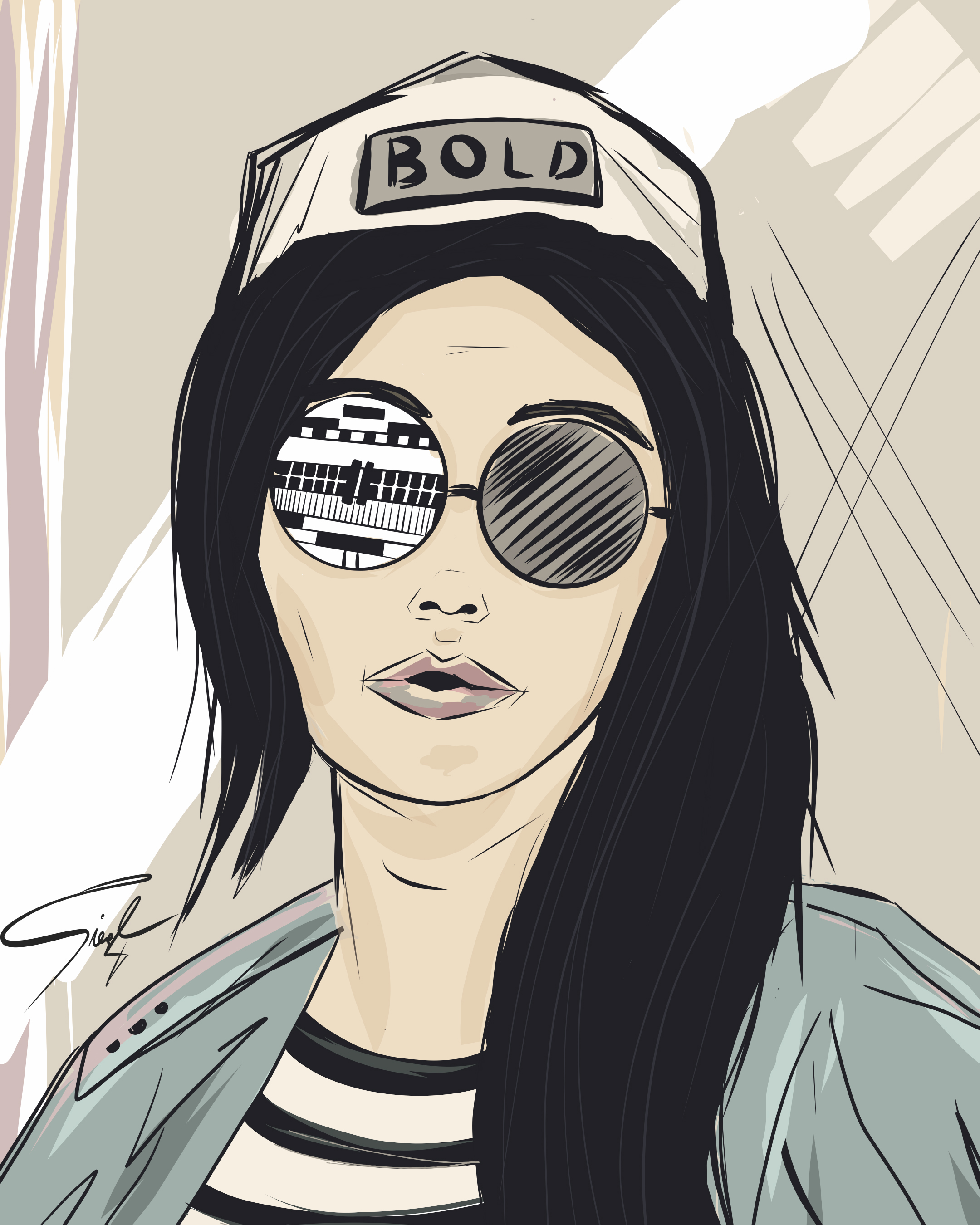 Illustration – Frauenportrait mit Tukan