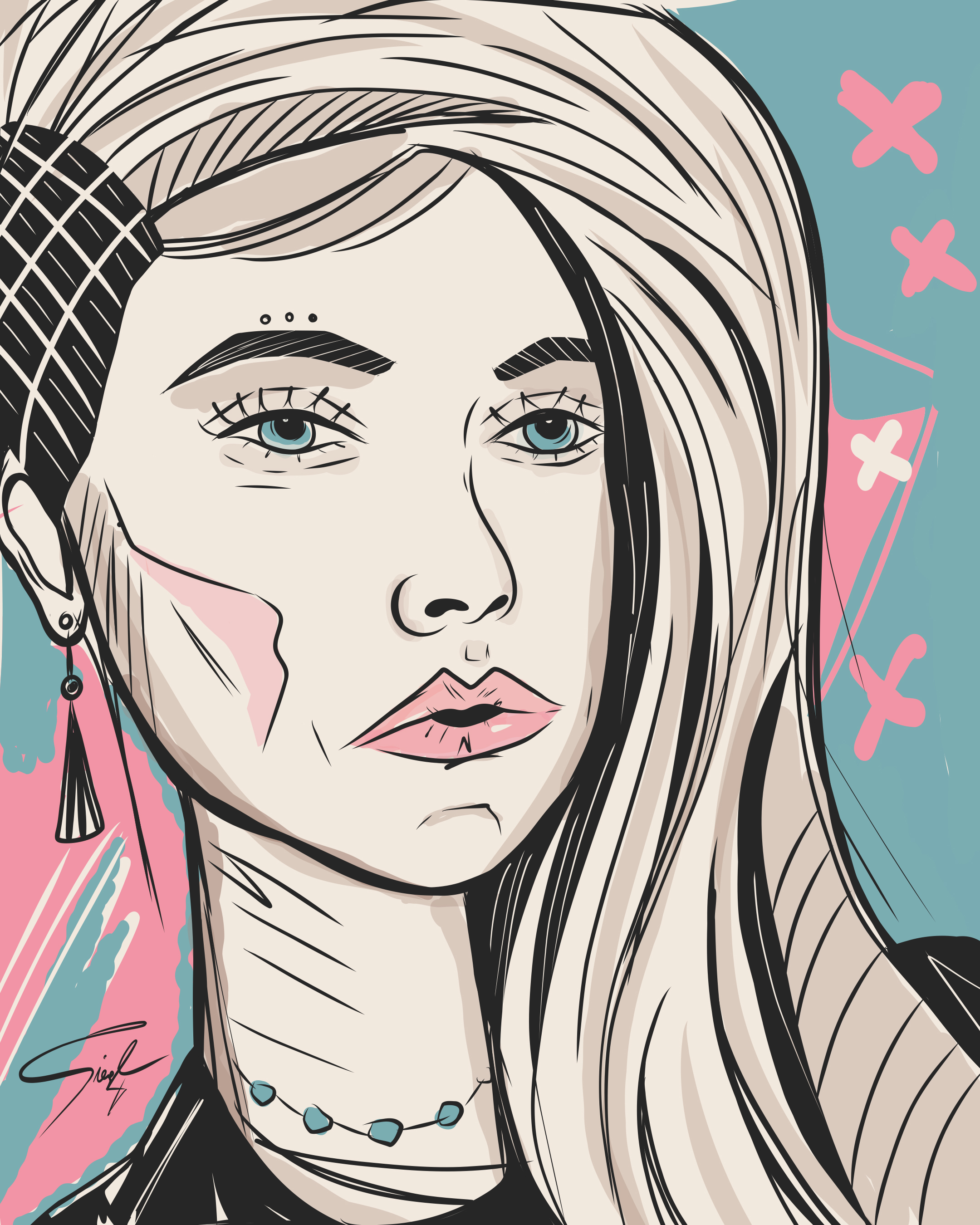 Illustration – Frauenportrait rauchend